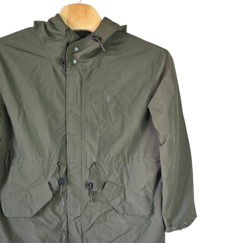 Polo Ralph Lauren Mens XXL Olive Green Nylon Hooded Field Jacket Fishtail Parka